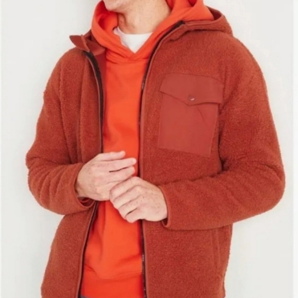 Old Navy Men Cozy Sherpa Hooded Full Zip Jacket Size S